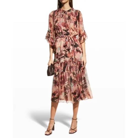 MISA Los Angeles Marcele Floral Midi Ruffle-Trim Dress - Picture 11 of 11